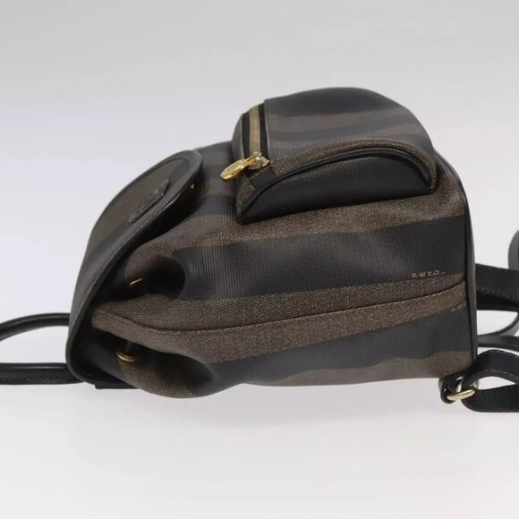 FENDI Pecan Canvas Backpack Brown Black gold Auth - Picture 11 of 16